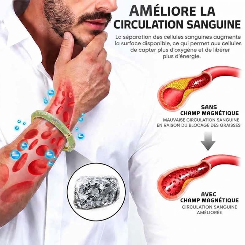 🔥 Dernier jour : -80 % 🔥 CZTICLE® Bracelet lymphatique de magnétothérapie doré en émail cloisonné