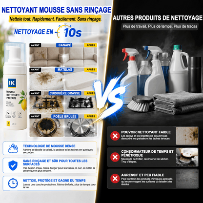 💖DERNIER JOUR : -60 % | Mousse Nettoyante Sans Rinçage — Vaporisez, Essuyez, C'est Propre !