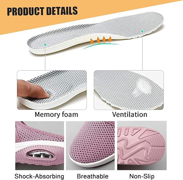 💖DERNIER JOUR DES SOLDES – 80 % DE RÉDUCTION Chaussures de marche slip-on à coussin d’air BQODQO® avec soutien de la voûte plantaire pour femmes