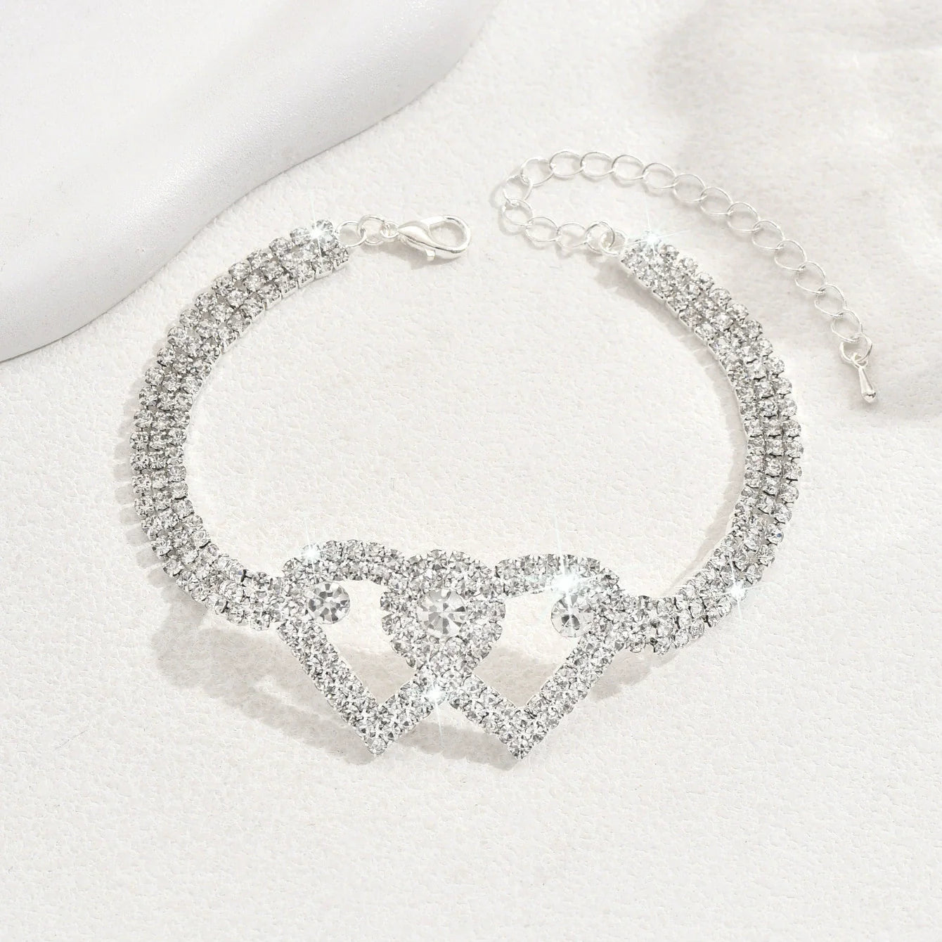 𝐂𝐙𝐓𝐈𝐂𝐋𝐄® Bracelet de Cheville à Chaîne Cœur Taille Diamant