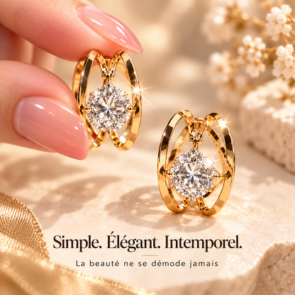 Boucles d'Oreilles Zircon 18K Or – Luxe & Élégance