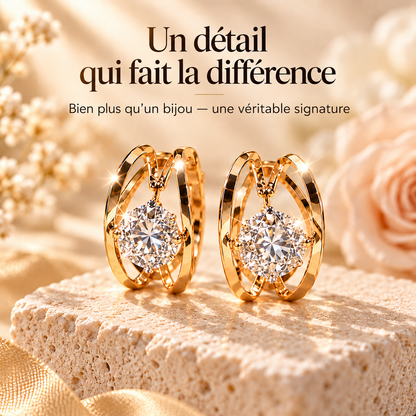 Boucles d'Oreilles Zircon 18K Or – Luxe & Élégance