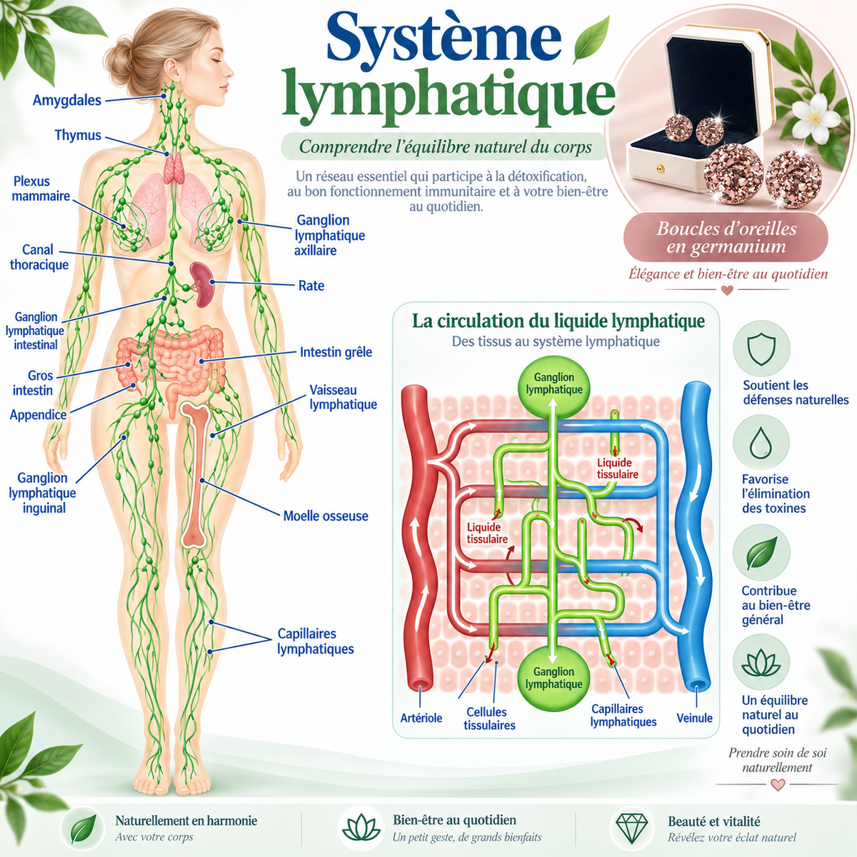 🔥 DERNIER JOUR – -80 % 💎Boucles d’oreilles en germanium Czticle® Histone Magnetology Lymphvity
