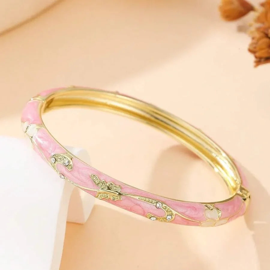 🔥 Dernier jour : -80 % 🔥 CZTICLE® Bracelet lymphatique de magnétothérapie doré en émail cloisonné