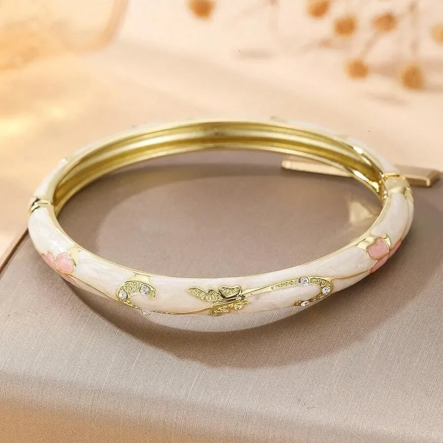 🔥 Dernier jour : -80 % 🔥 CZTICLE® Bracelet lymphatique de magnétothérapie doré en émail cloisonné