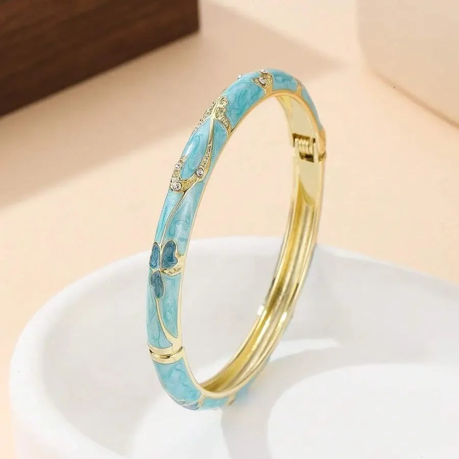 🔥 Dernier jour : -80 % 🔥 CZTICLE® Bracelet lymphatique de magnétothérapie doré en émail cloisonné