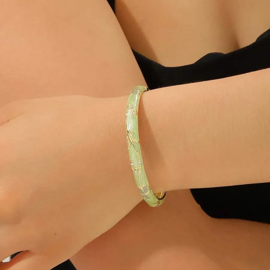 🔥 Dernier jour : -80 % 🔥 CZTICLE® Bracelet lymphatique de magnétothérapie doré en émail cloisonné