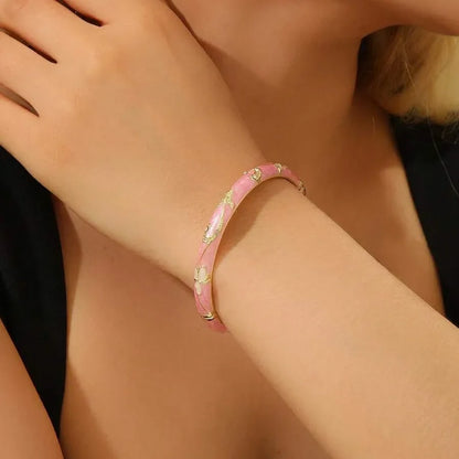 🔥 Dernier jour : -80 % 🔥 CZTICLE® Bracelet lymphatique de magnétothérapie doré en émail cloisonné